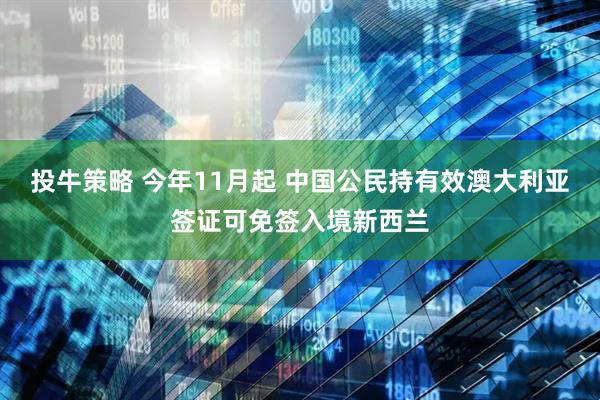 投牛策略 今年11月起 中国公民持有效澳大利亚签证可免签入境新西兰